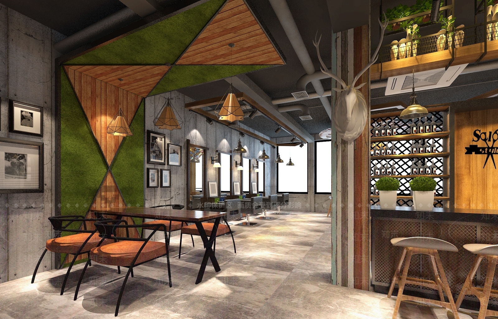 工业风理发店3D模型下载【ID:960561795】