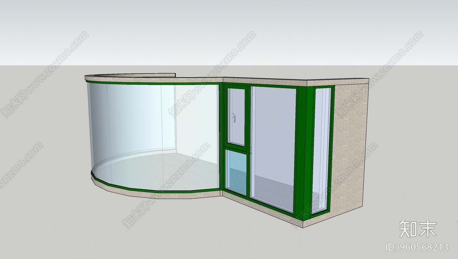 现代风格平开窗SU模型下载【ID:960568213】