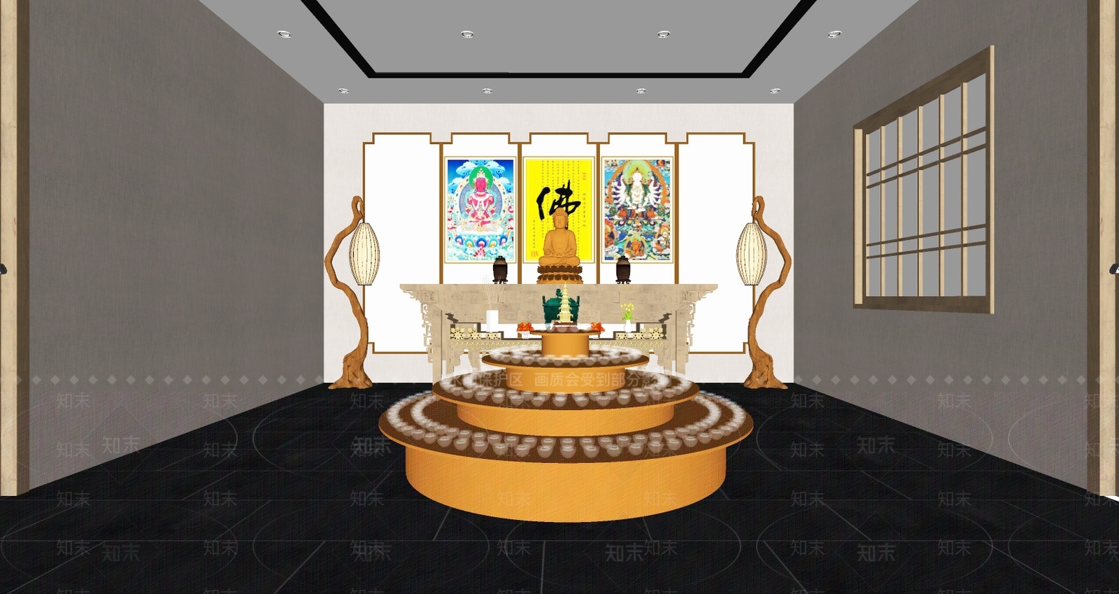 中式风格教堂SU模型下载【ID:660568153】