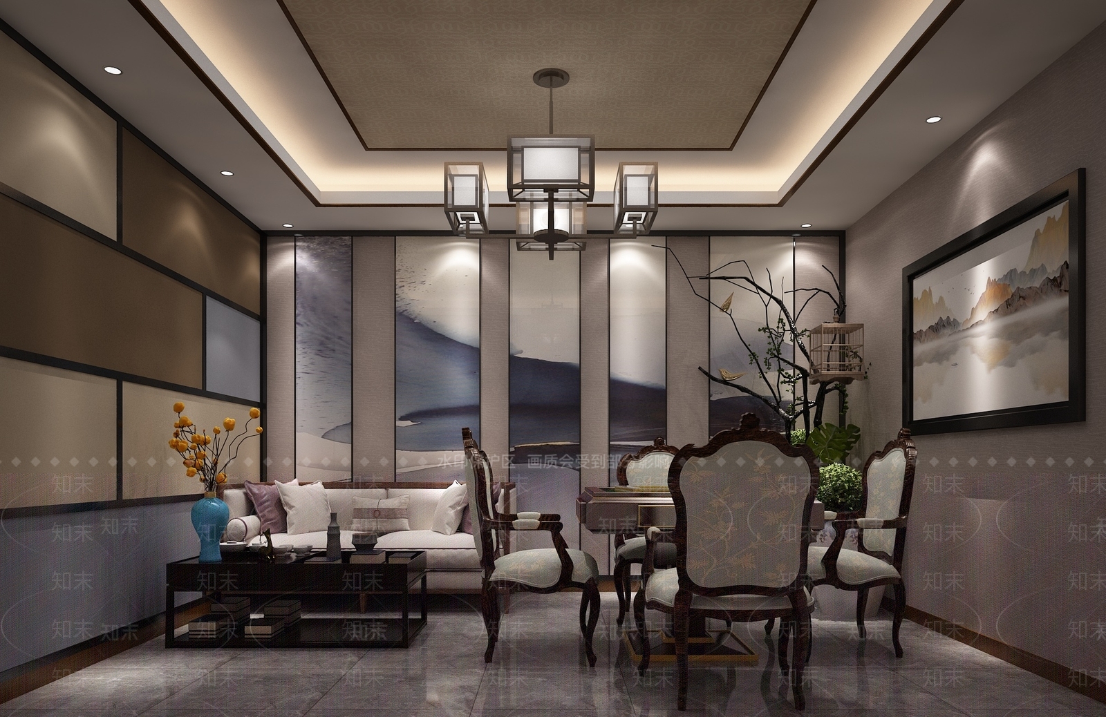 新中式棋牌室3D模型下载【ID:960575972】