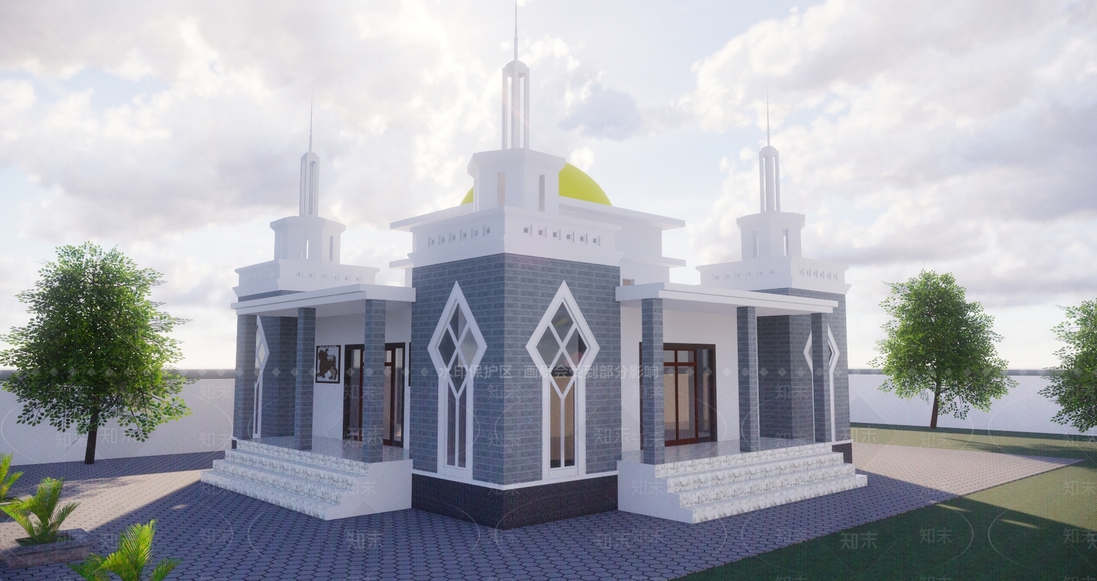 欧式风格礼堂SU模型下载【ID:560580265】