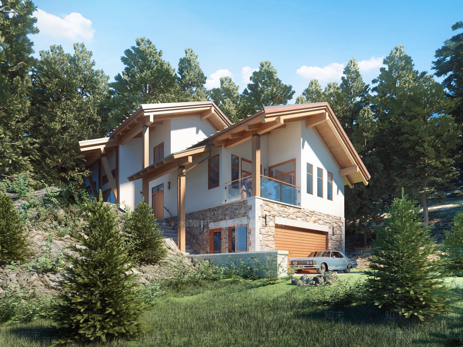 现代风格独栋别墅3D模型下载【ID:360589520】