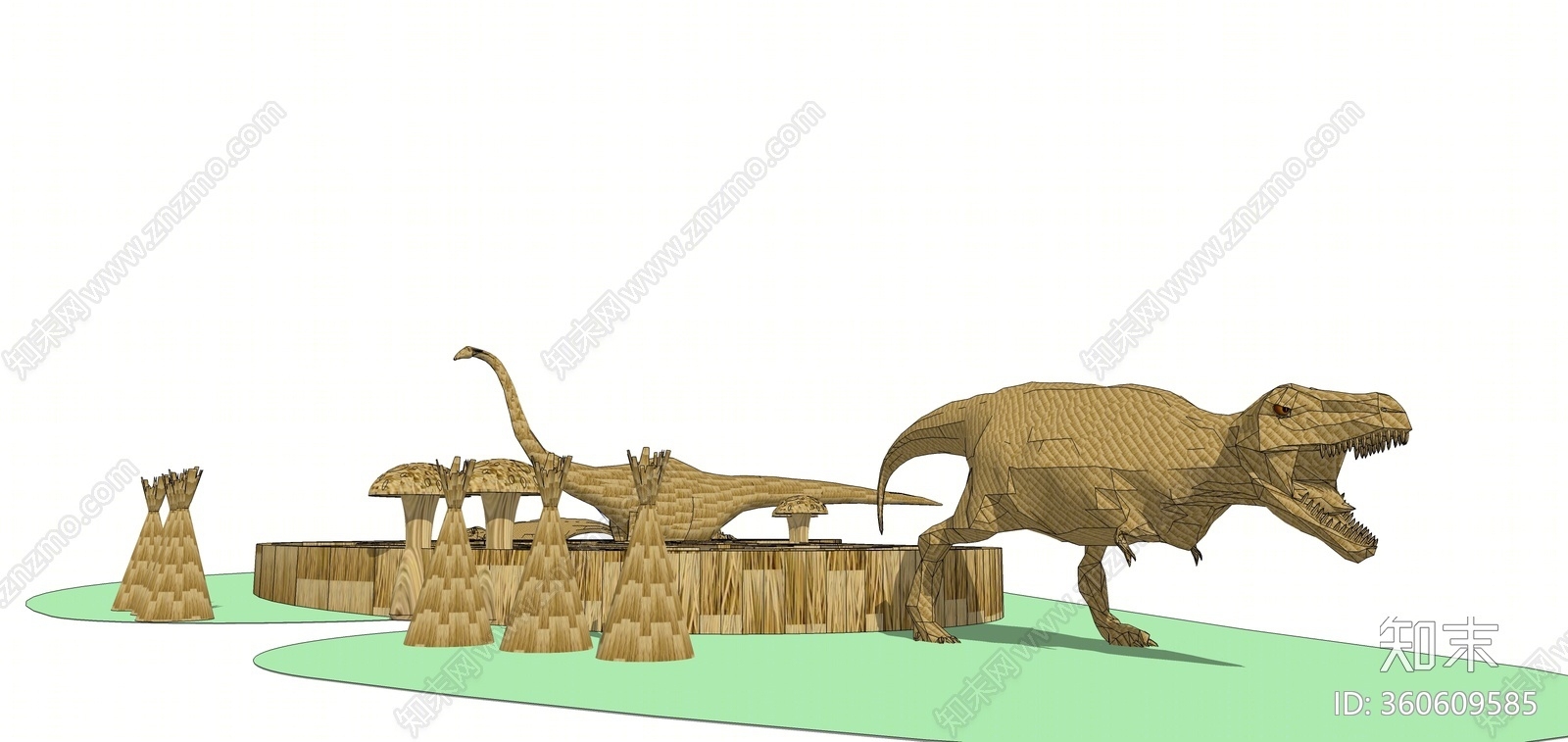 现代风格恐龙SU模型下载【ID:360609585】