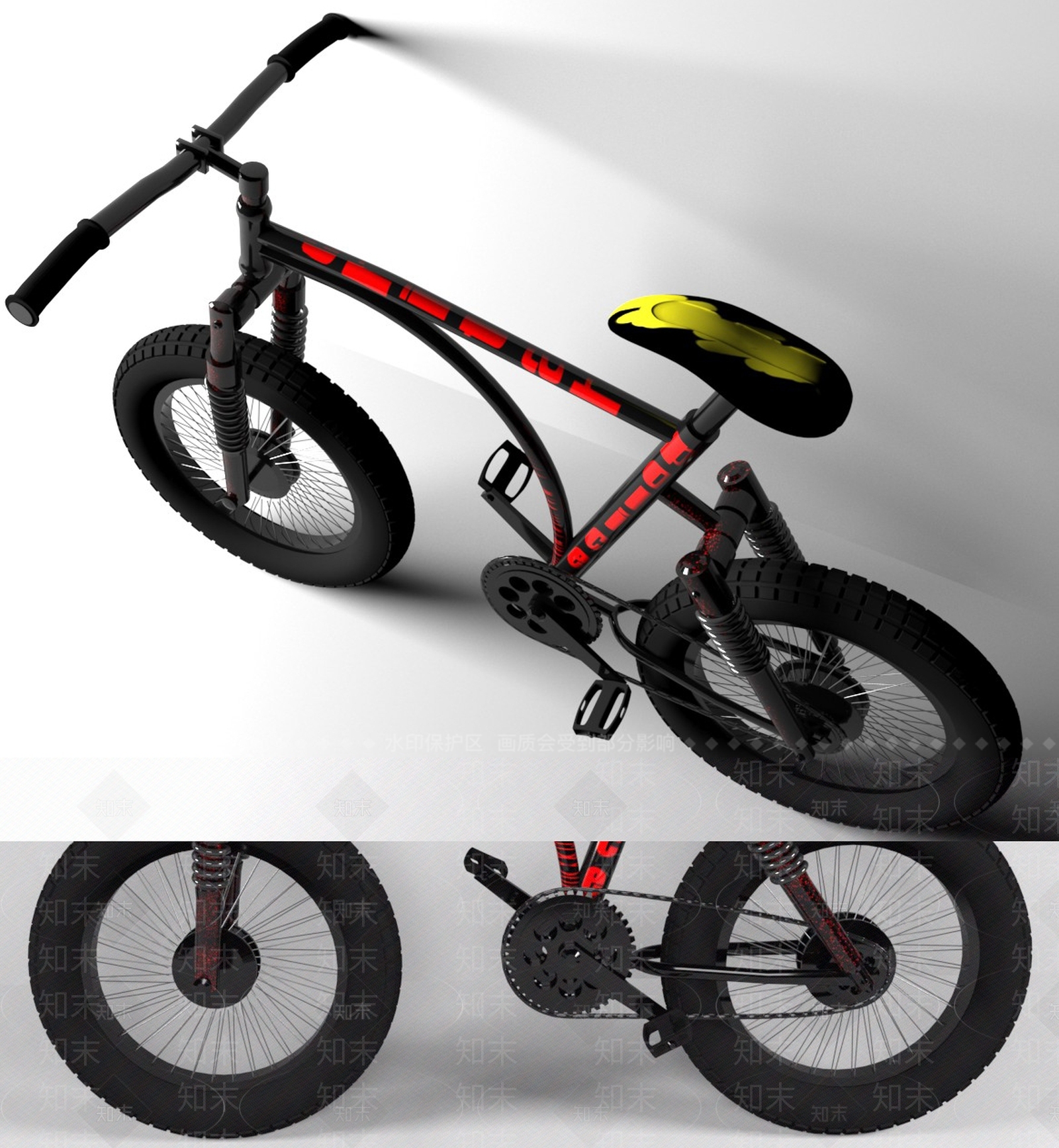 现代儿童自行车3D模型下载【ID:960648118】
