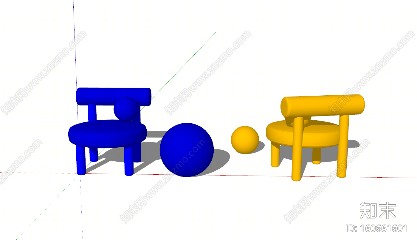现代风格儿童椅SU模型下载【ID:160661601】