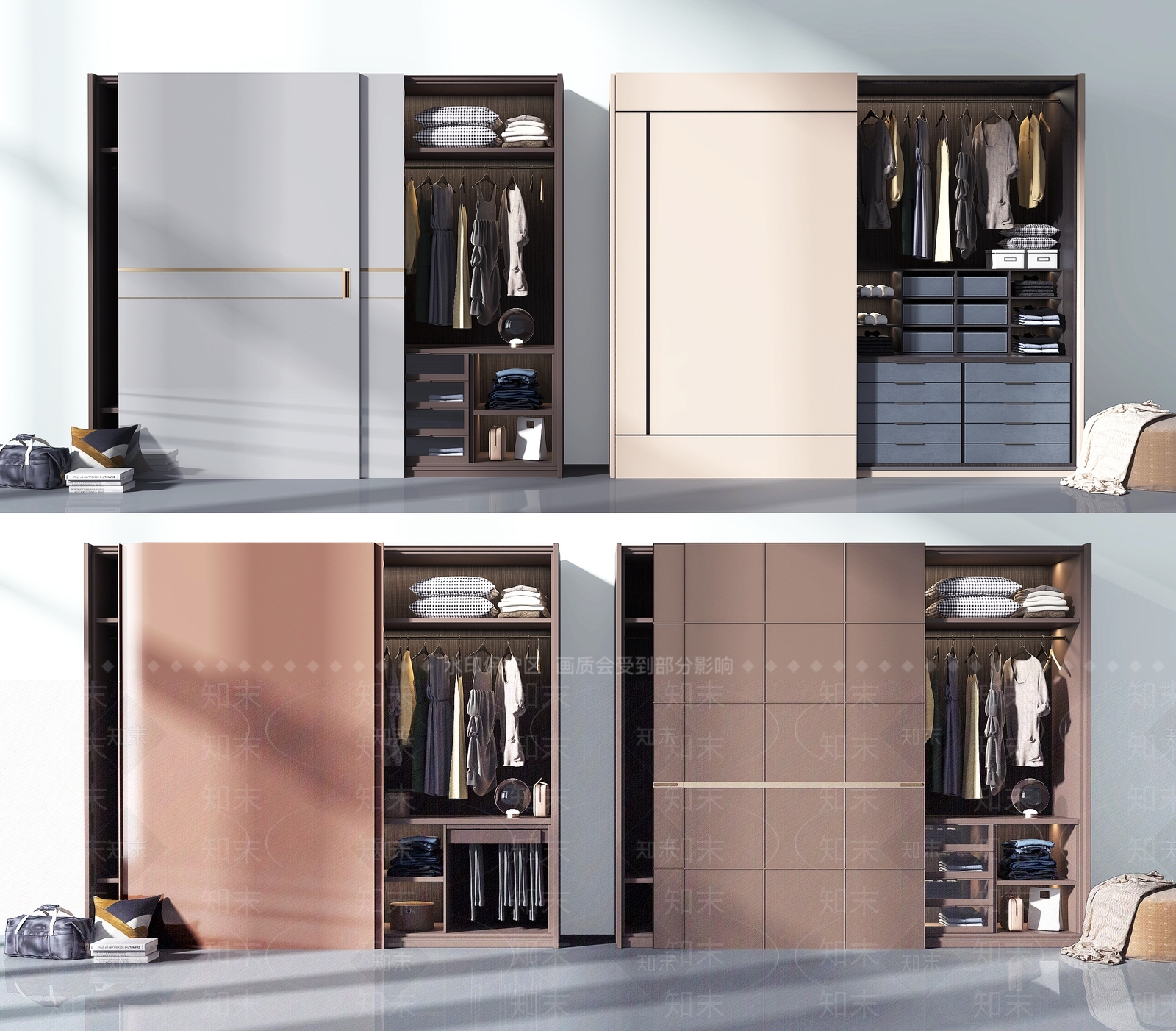 现代移门衣柜3D模型下载【ID:960730936】