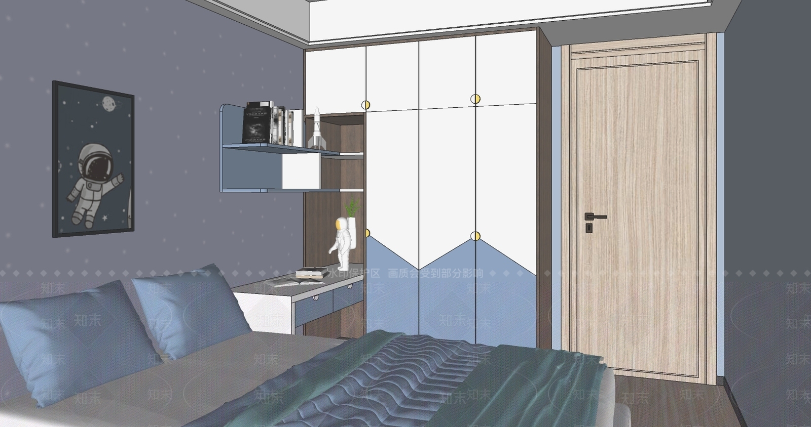 北欧风格男孩儿童房SU模型下载【ID:260741568】