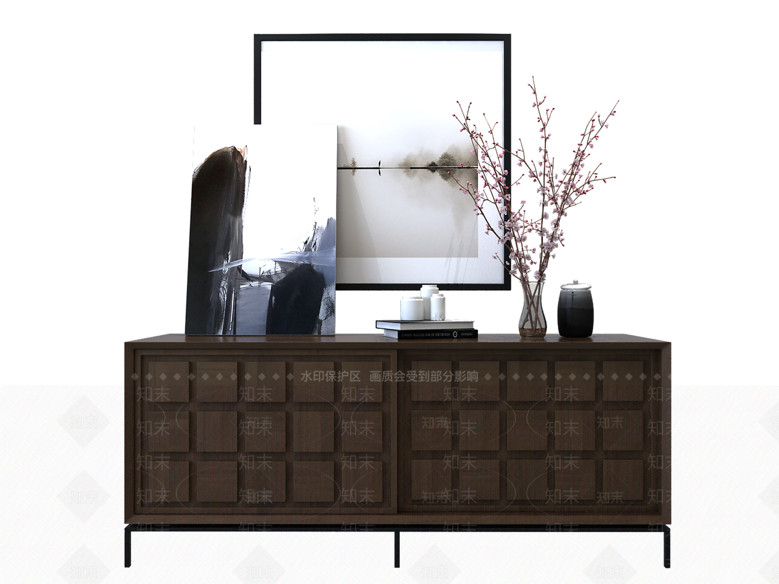 新中式电视柜3D模型下载【ID:460742866】