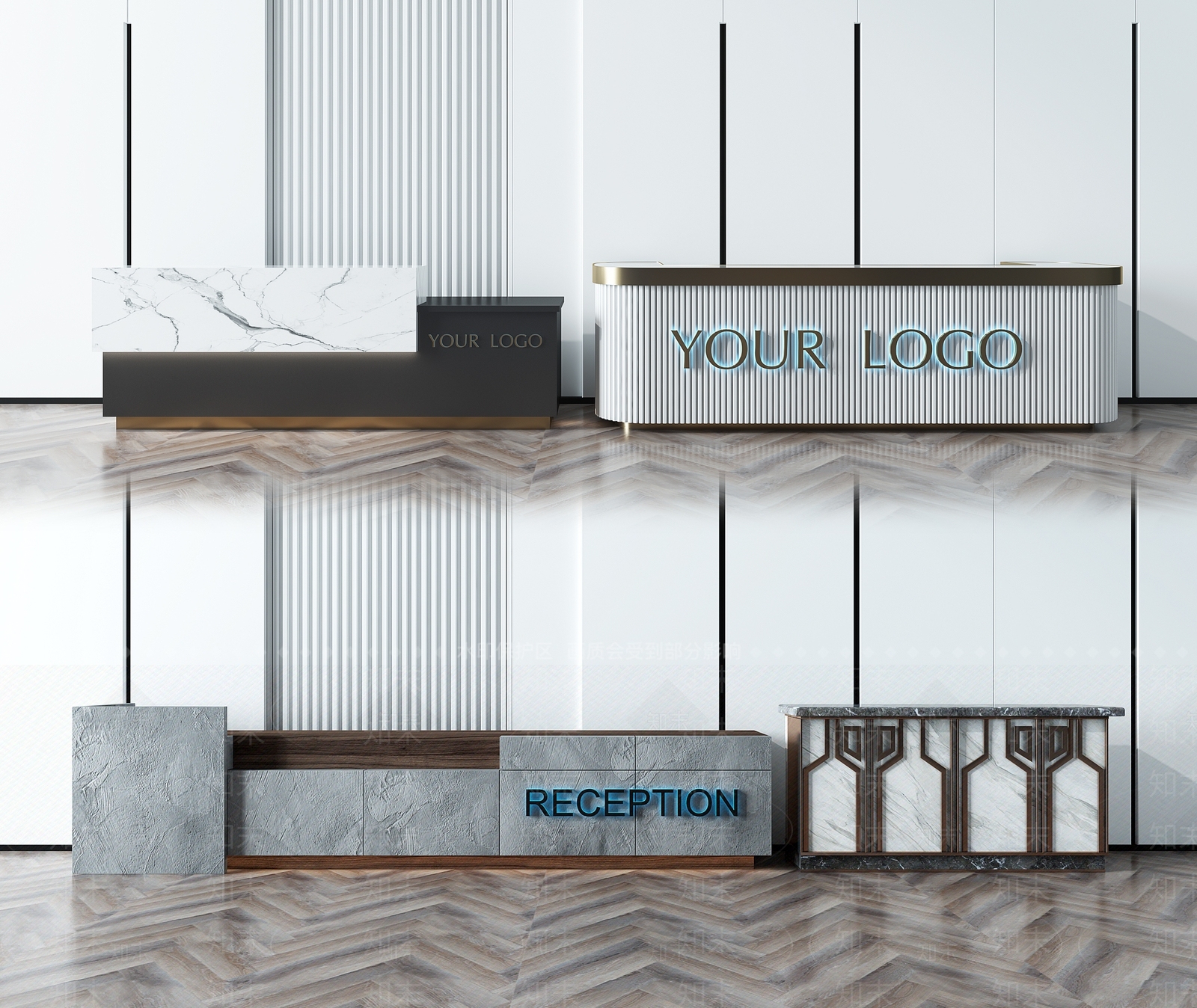 现代前台桌3D模型下载【ID:260761559】