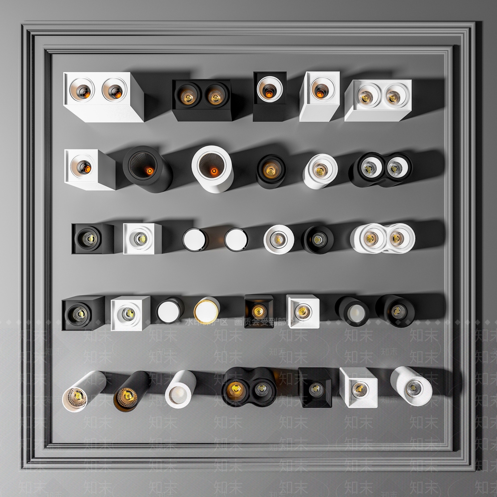 现代明装筒灯3D模型下载【ID:660779659】