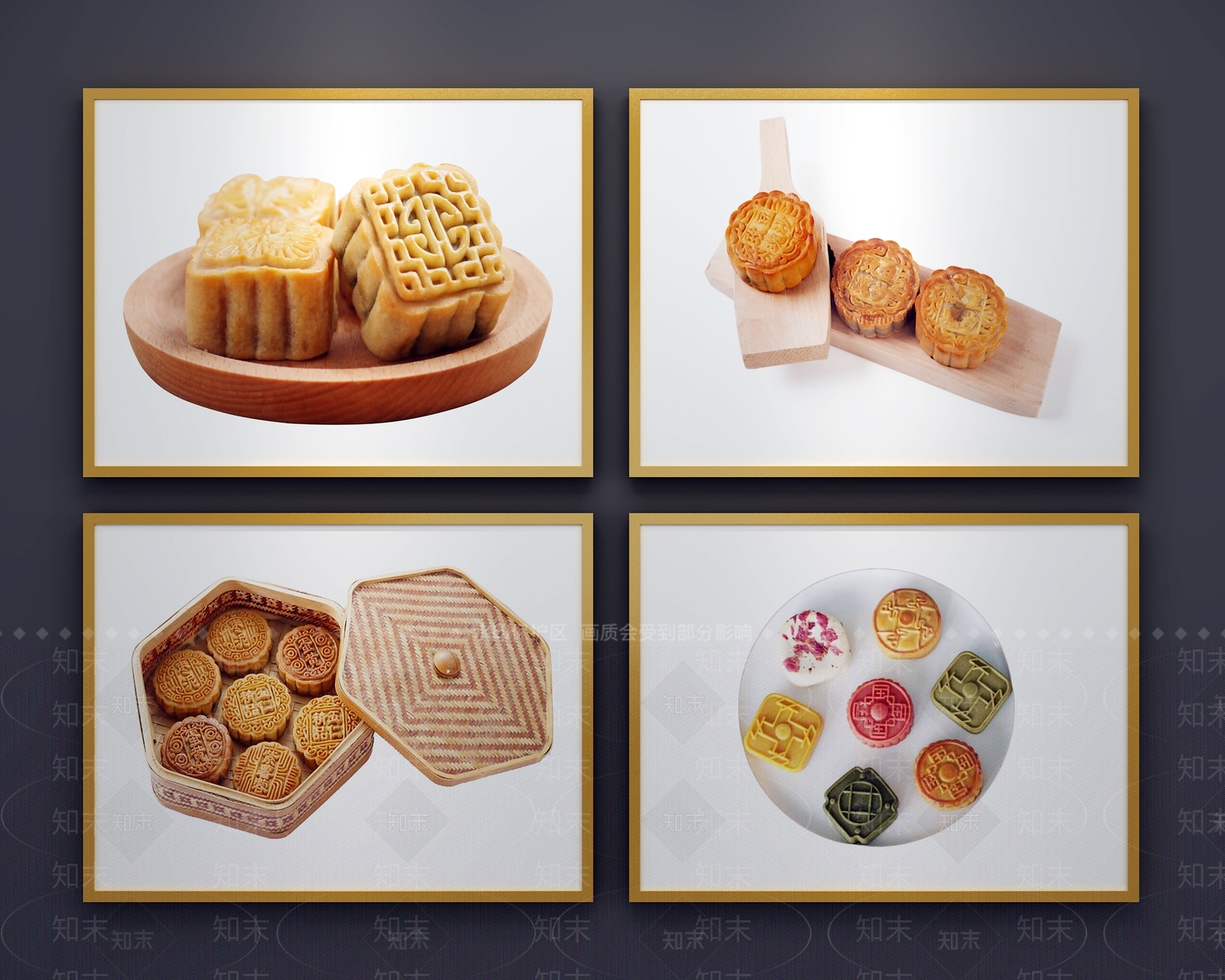 现代装饰月饼组合3D模型下载【ID:160783021】