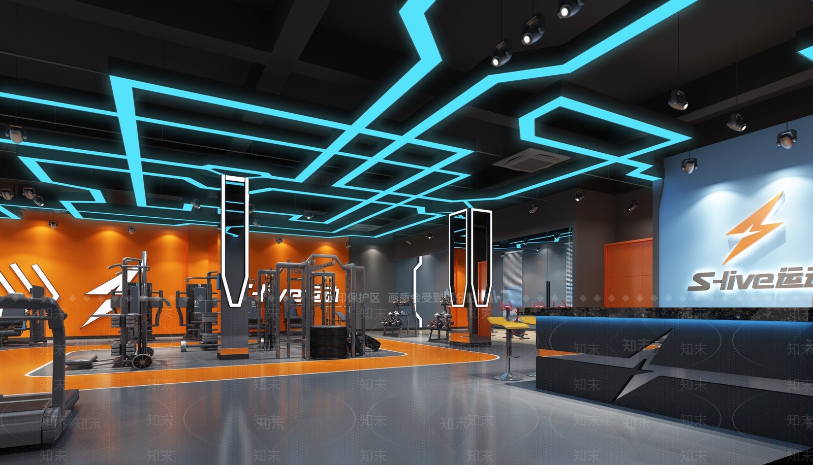 工业风健身房3D模型下载【ID:960785610】