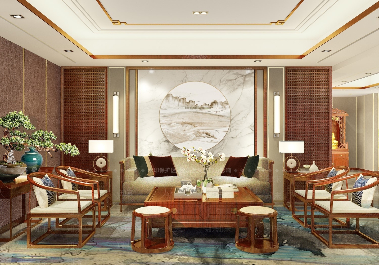 中式红木家具3D模型下载【ID:860791179】