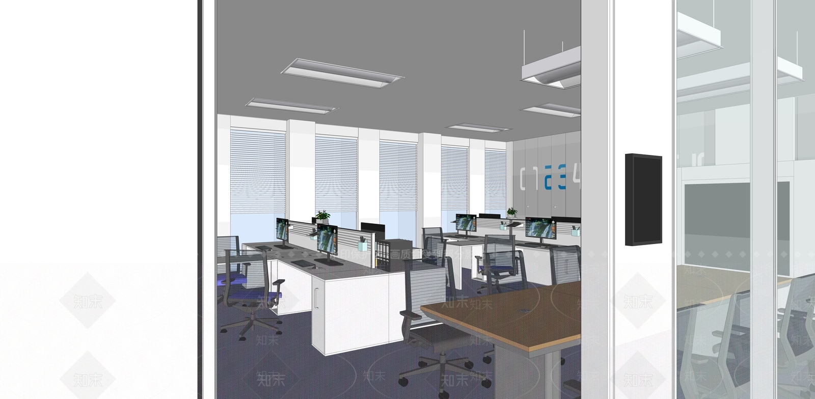 现代风格办公室SU模型下载【ID:360796241】