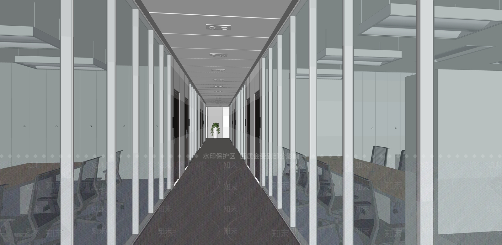 现代风格办公室SU模型下载【ID:360796241】