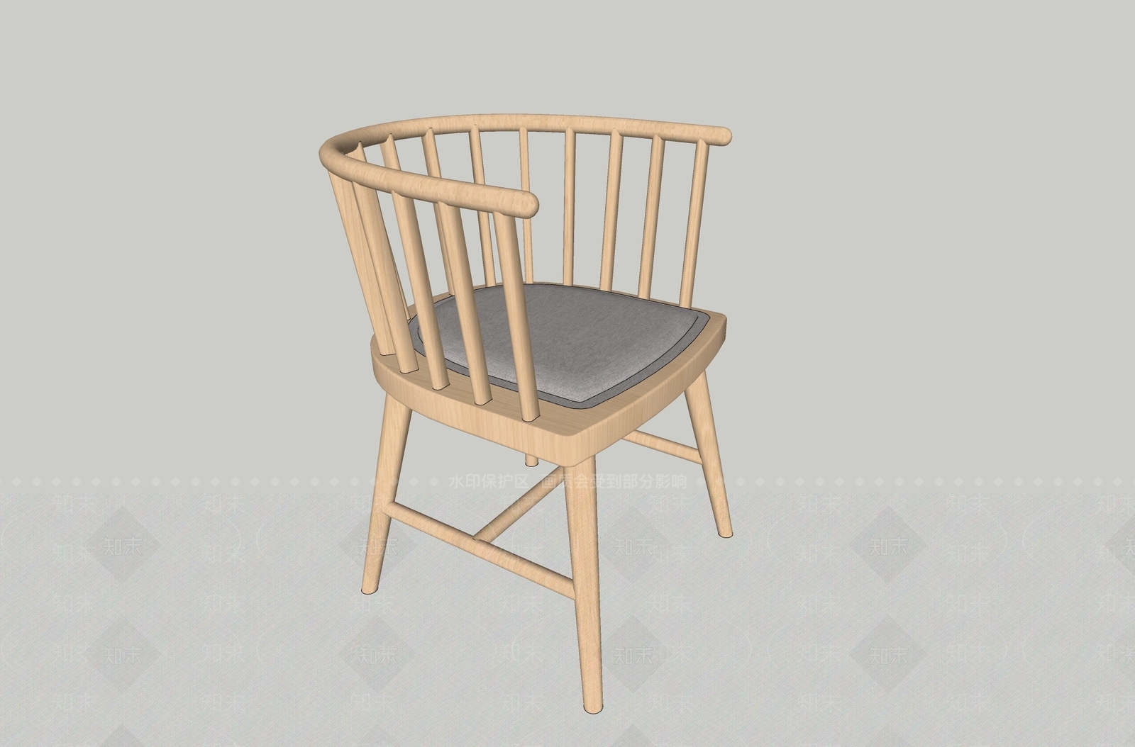 北欧风格圈椅SU模型下载【ID:460797521】