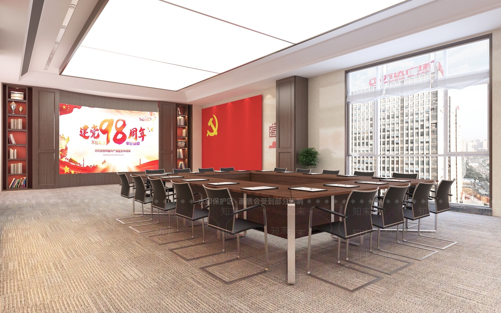 现代风格党建书苑3D模型下载【ID:860807225】