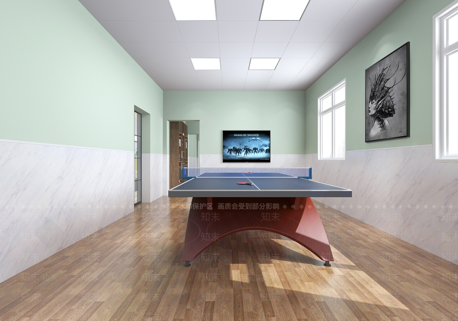 现代乒乓球桌3D模型下载【ID:460836611】