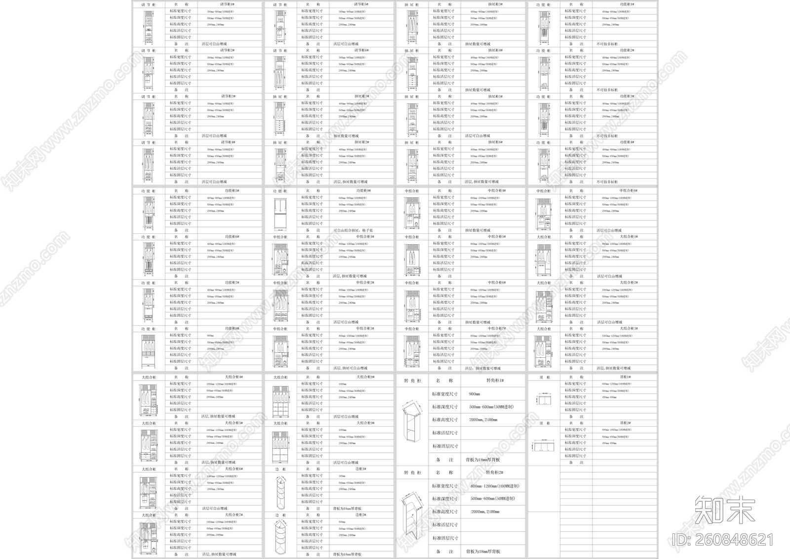 全屋定制柜子合集施工图下载【ID:260848621】