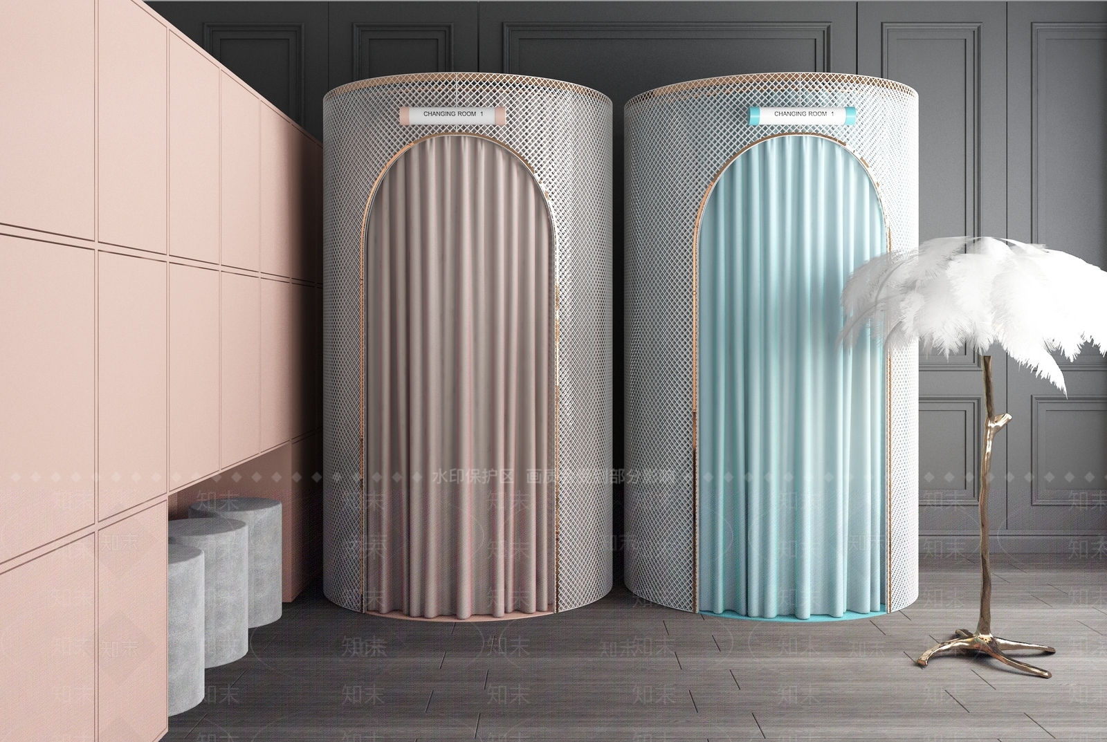 北欧试衣间3D模型下载【ID:560854490】