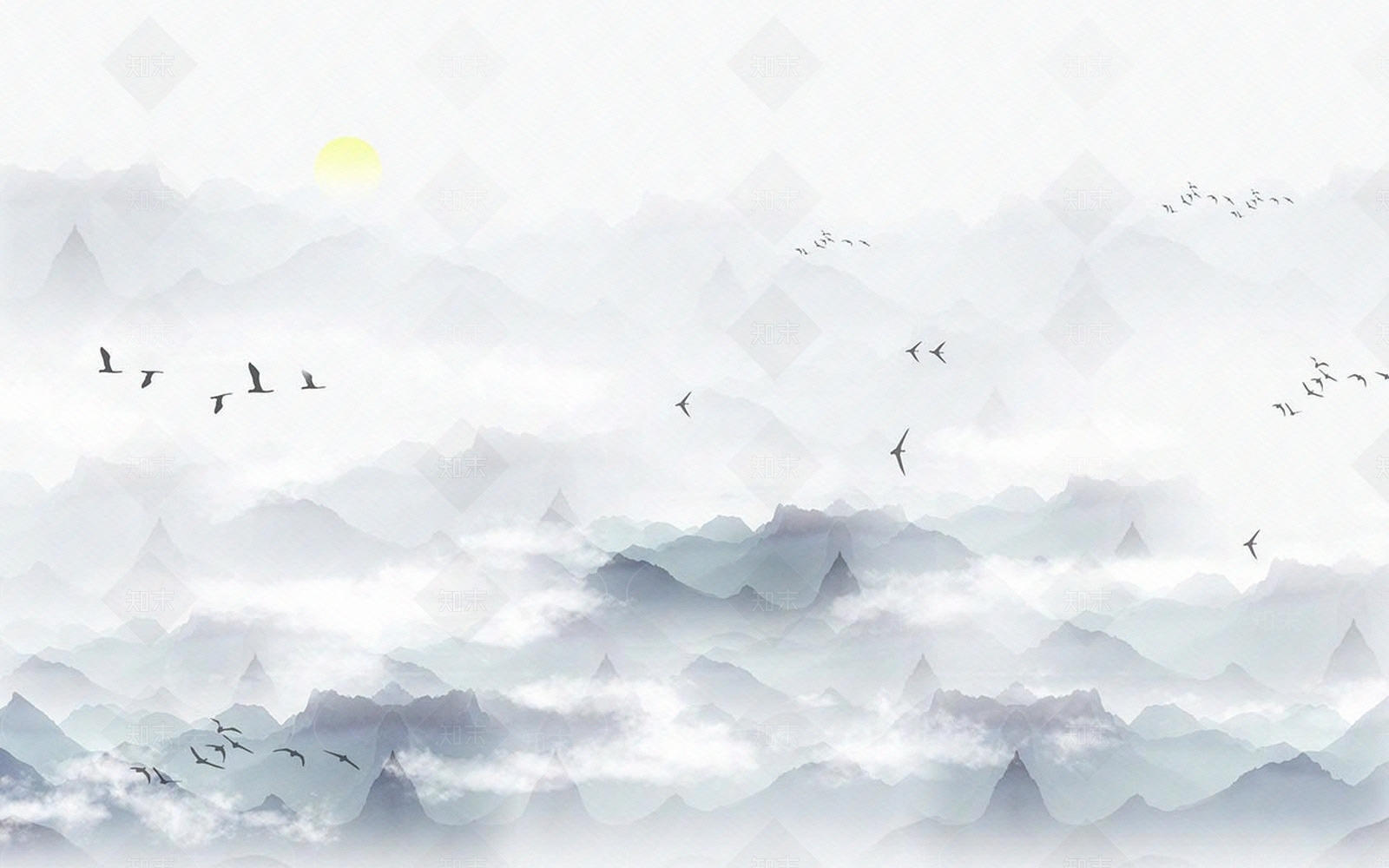 新中式壁纸壁画装饰画贴图下载【ID:360855810】