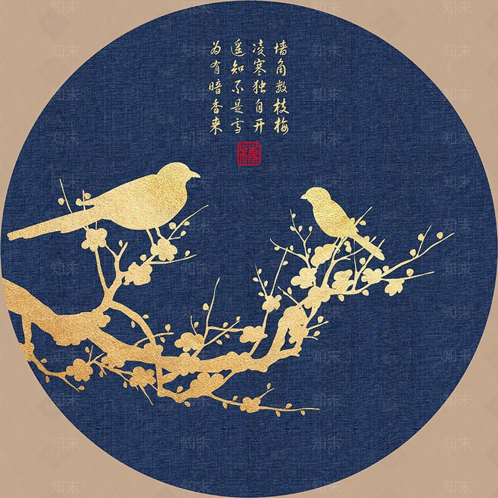 新中式壁纸壁画装饰画贴图下载【ID:360856860】