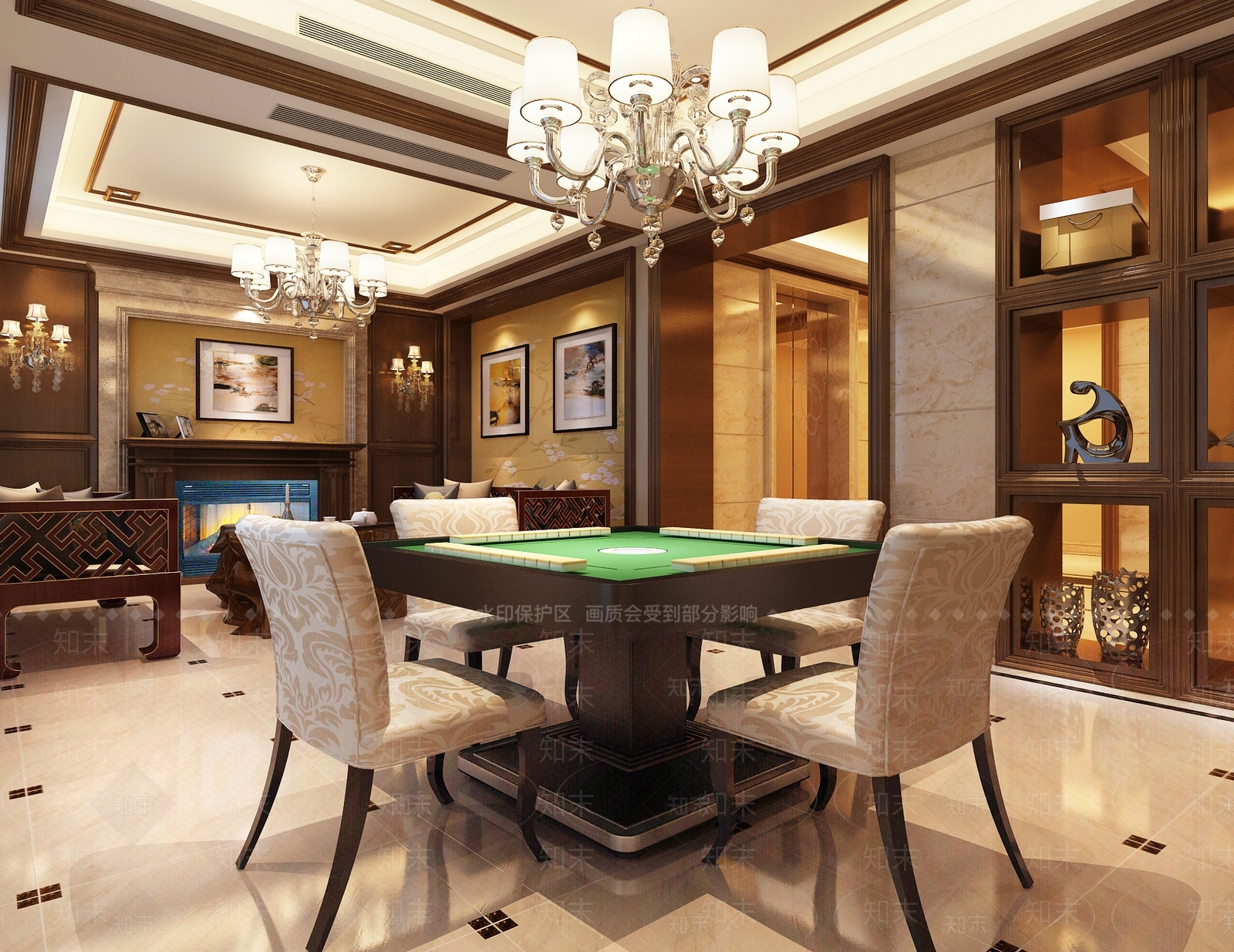 新中式棋牌室3D模型下载【ID:960879002】