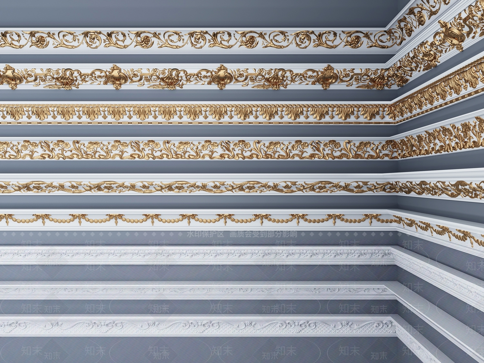 欧式古典雕花角线3D模型下载【ID:860985625】