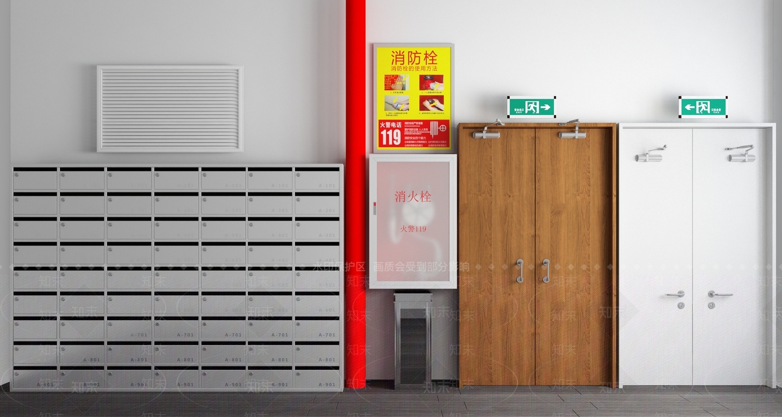 现代电梯间3D模型下载【ID:461147952】