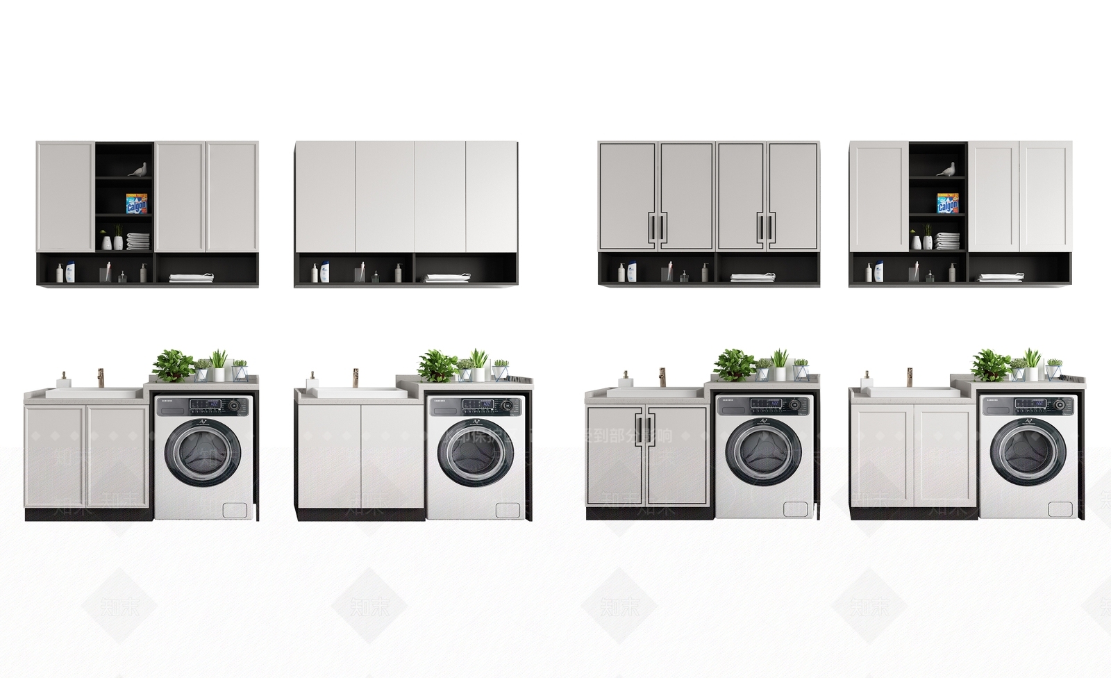 现代阳台洗衣柜3D模型下载【ID:961158249】