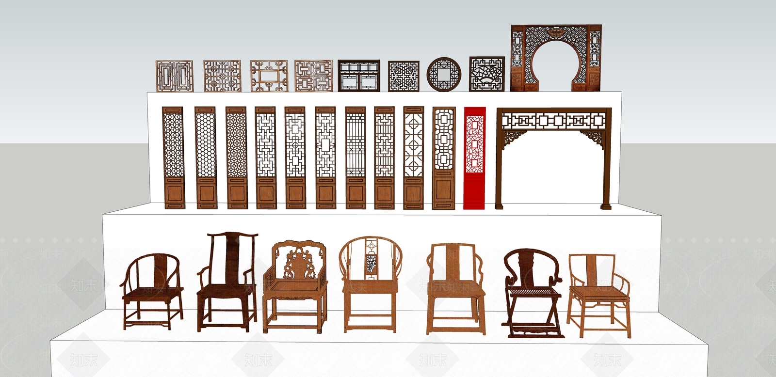 中式风格圈椅SU模型下载【ID:461163525】