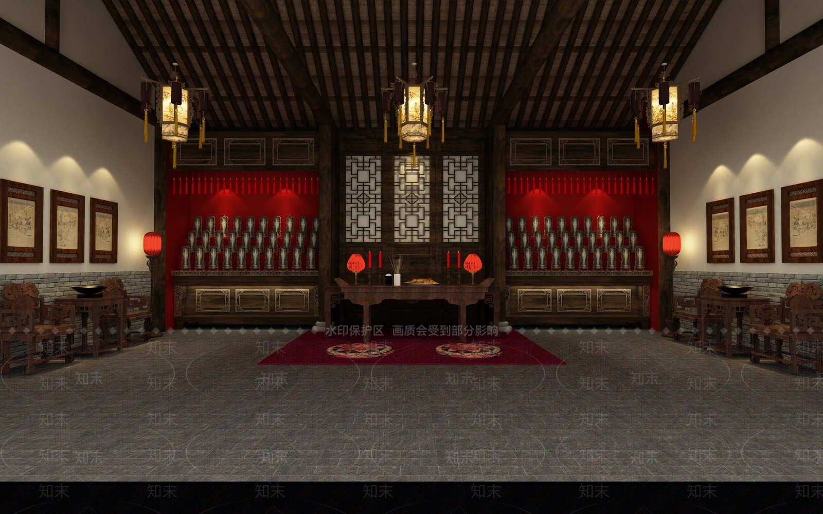 中式休息室3D模型下载【ID:261181677】