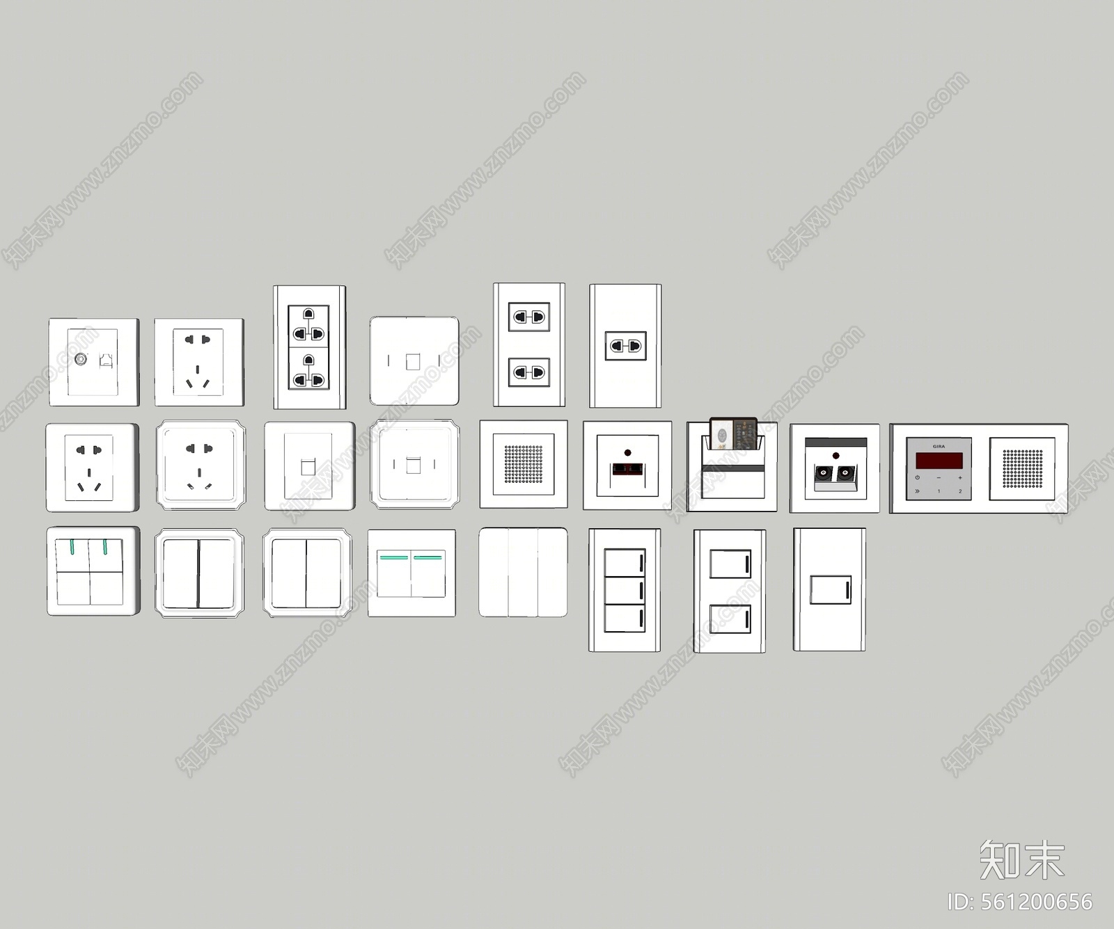 现代风格插座SU模型下载【ID:561200656】
