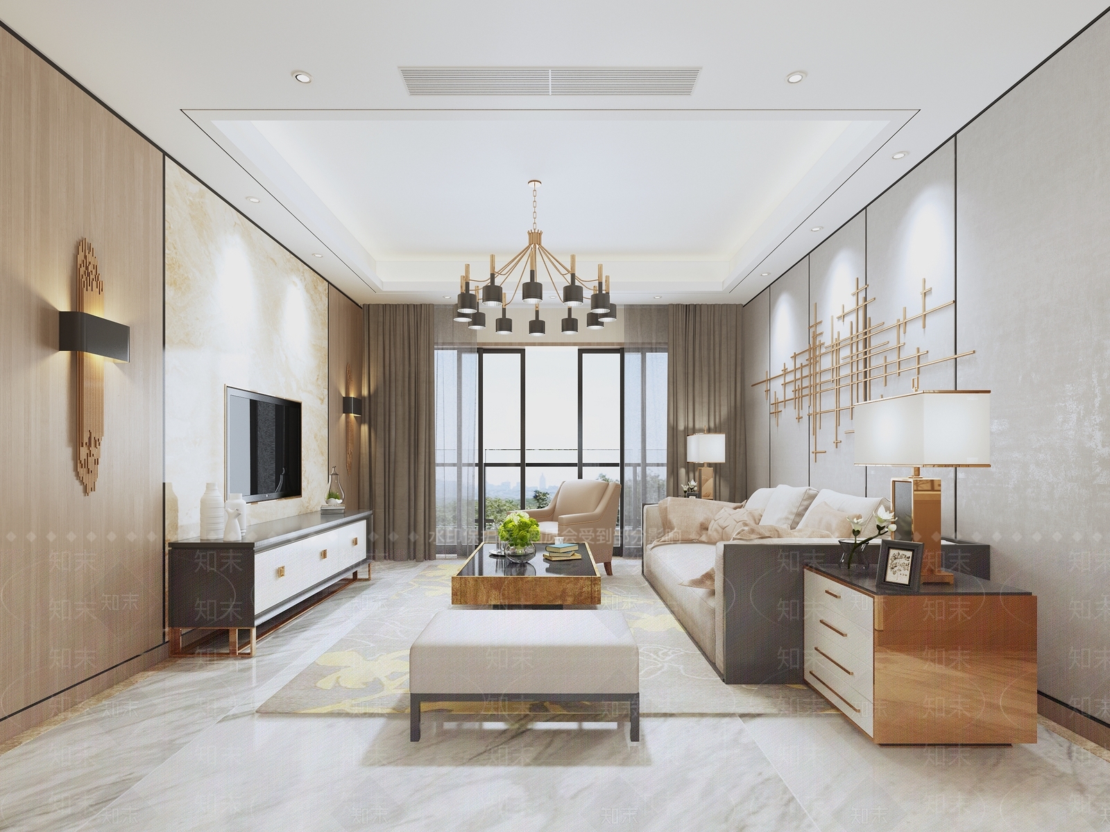 后现代样板间客厅3D模型下载【ID:861212169】