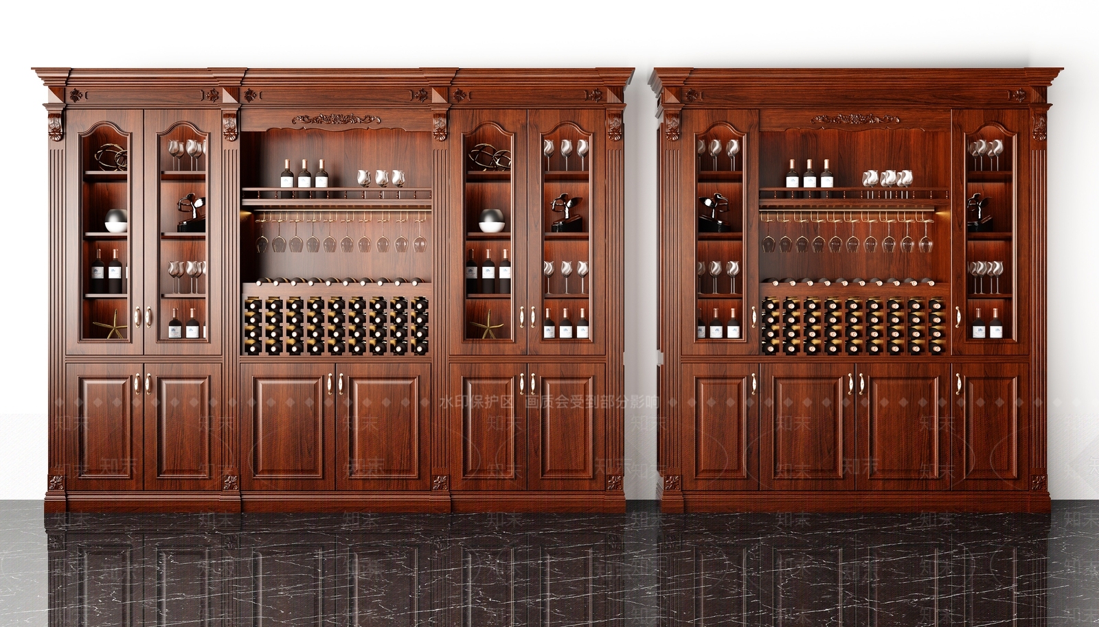 美式实木酒柜模型013D模型下载【ID:961217020】