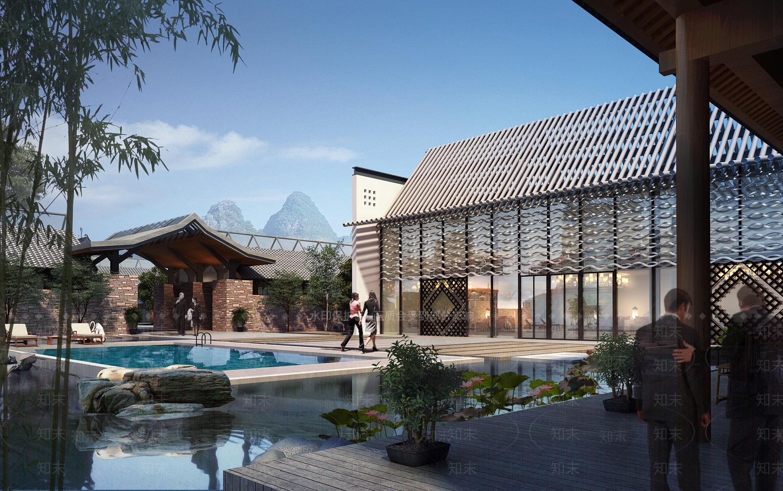 新中式景观水池3D模型下载【ID:561235567】