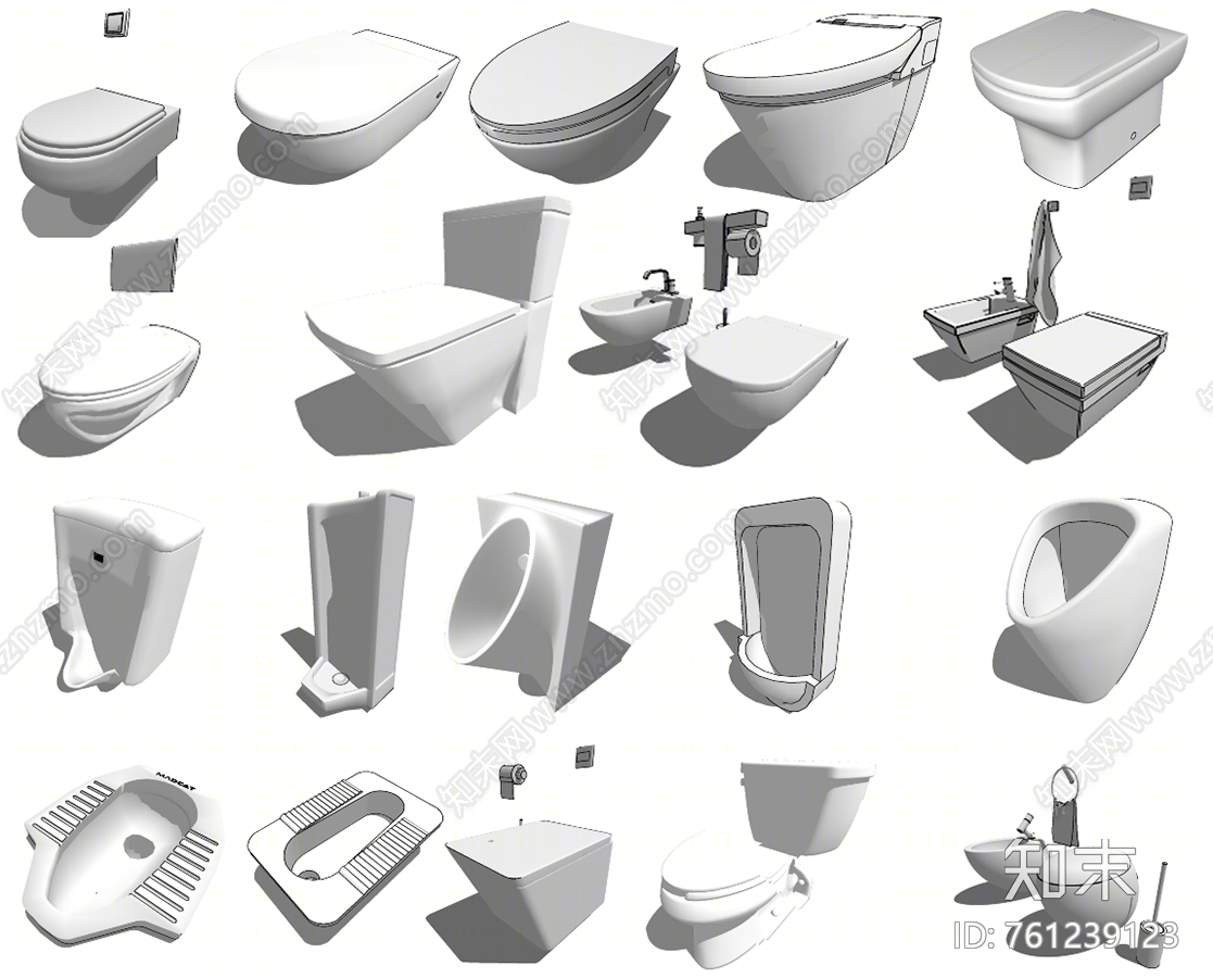 现代蹲便器SU模型下载【ID:761239123】