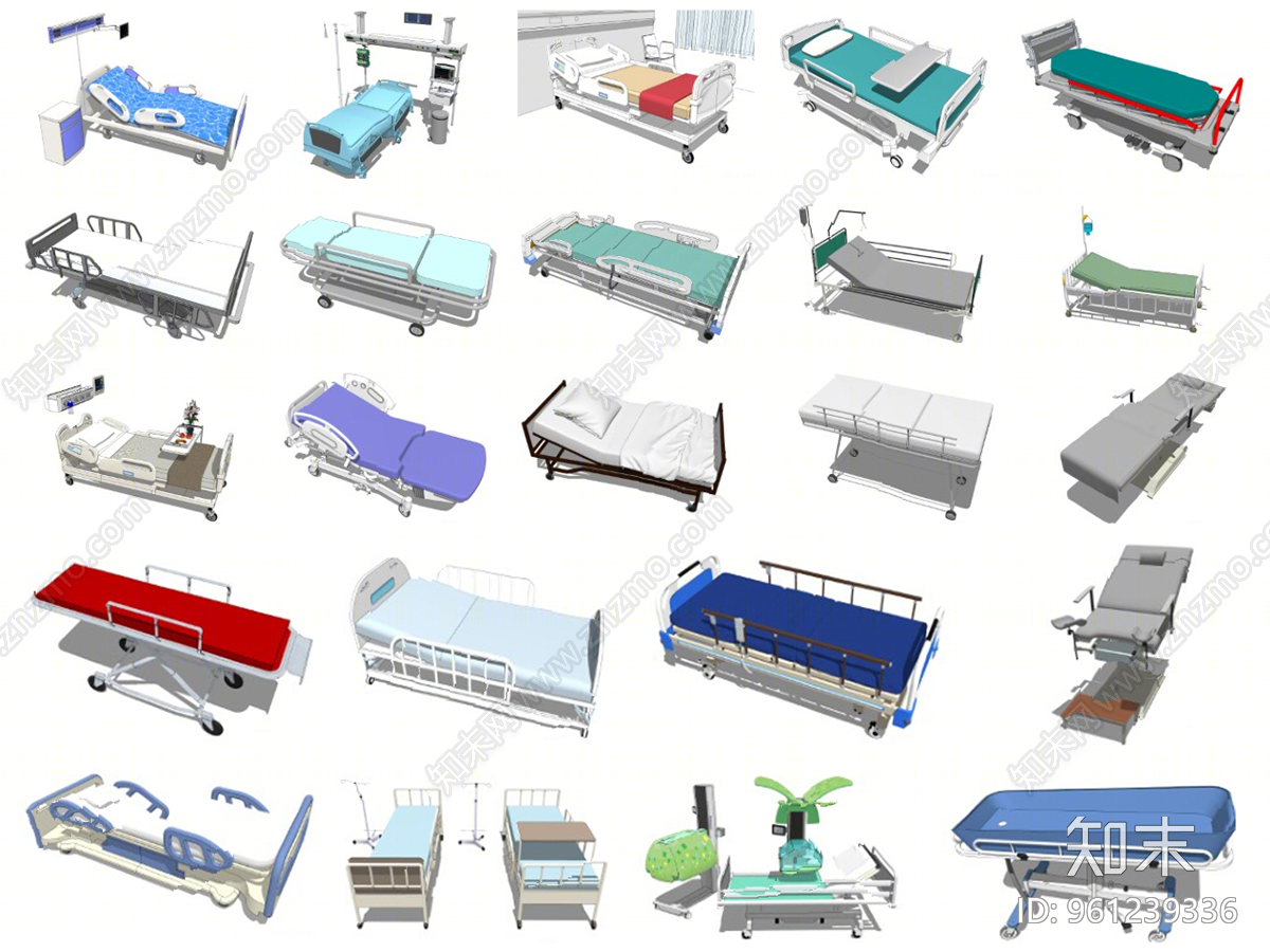 现代风格病床SU模型下载【ID:961239336】
