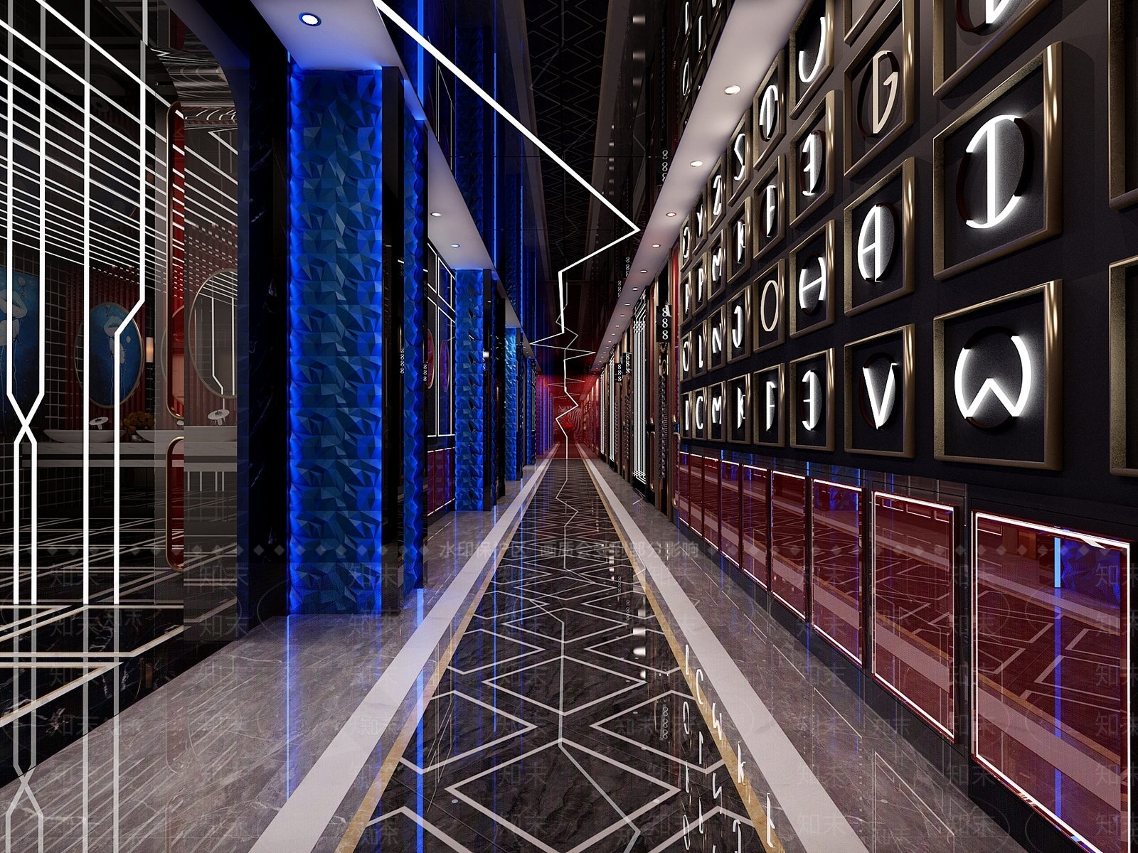 后现代KTV过道3D模型下载【ID:761268033】_知末3d模型网