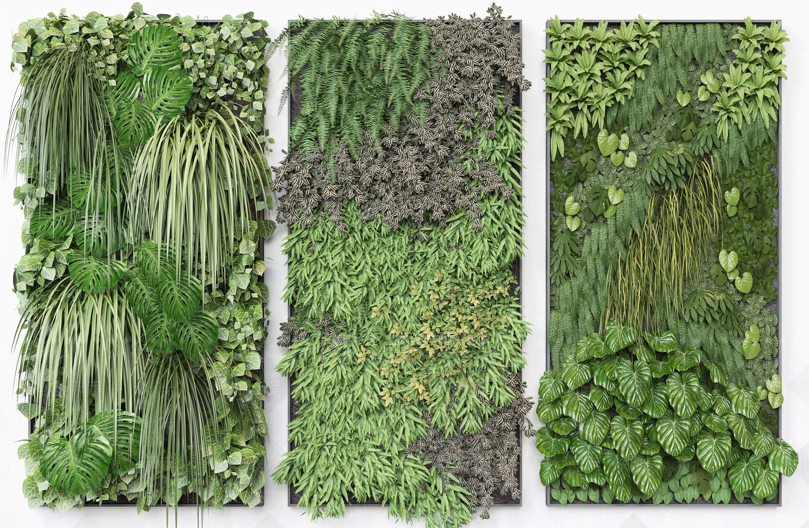 现代绿植墙3D模型下载【ID:461314246】