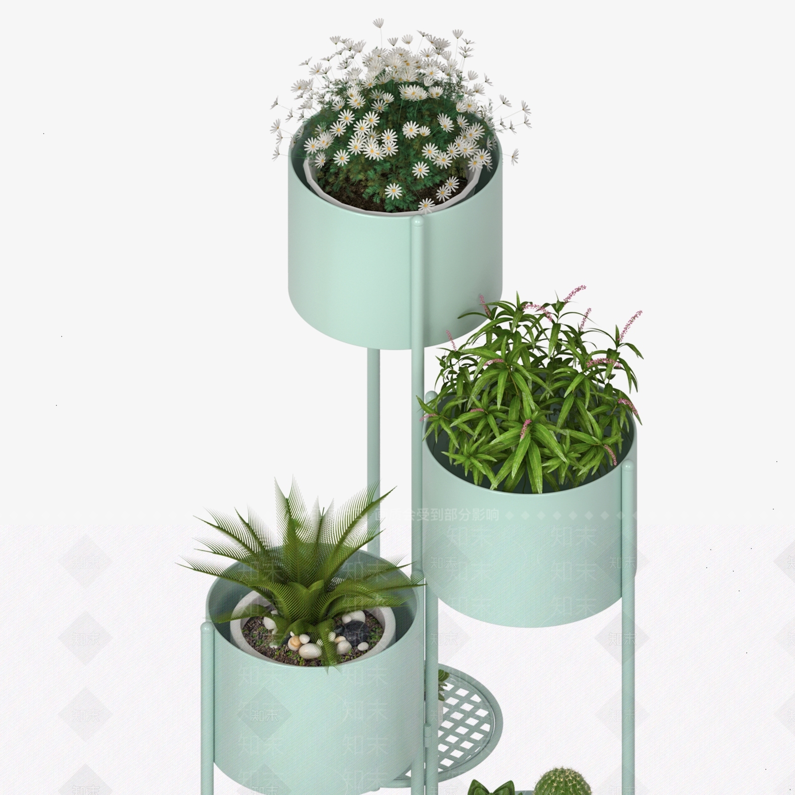 北欧风多彩金属盆栽3D模型下载【ID:861323678】