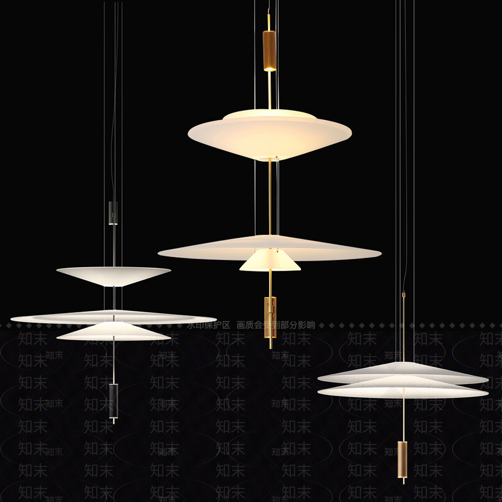 现代飞碟吊灯3D模型下载【ID:561326847】