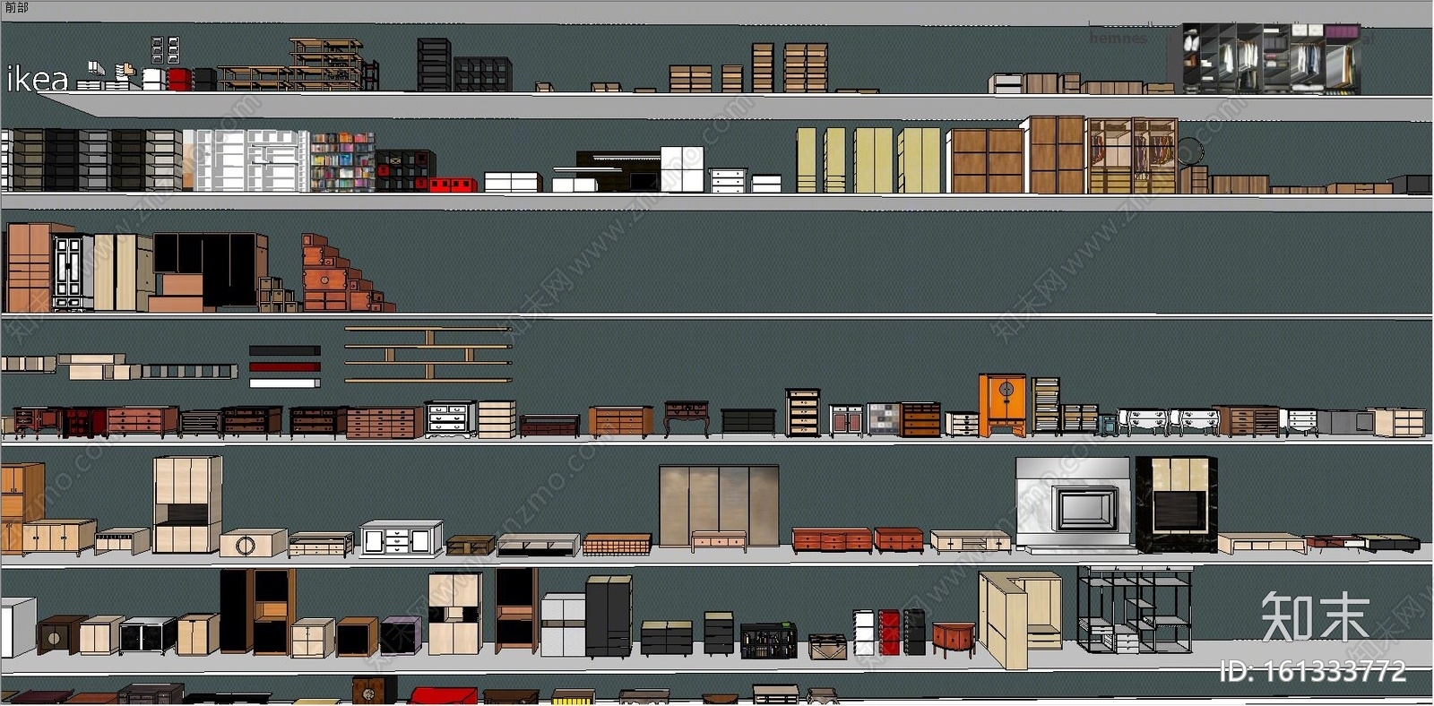 北欧风格橱柜组合SU模型下载【ID:161333772】