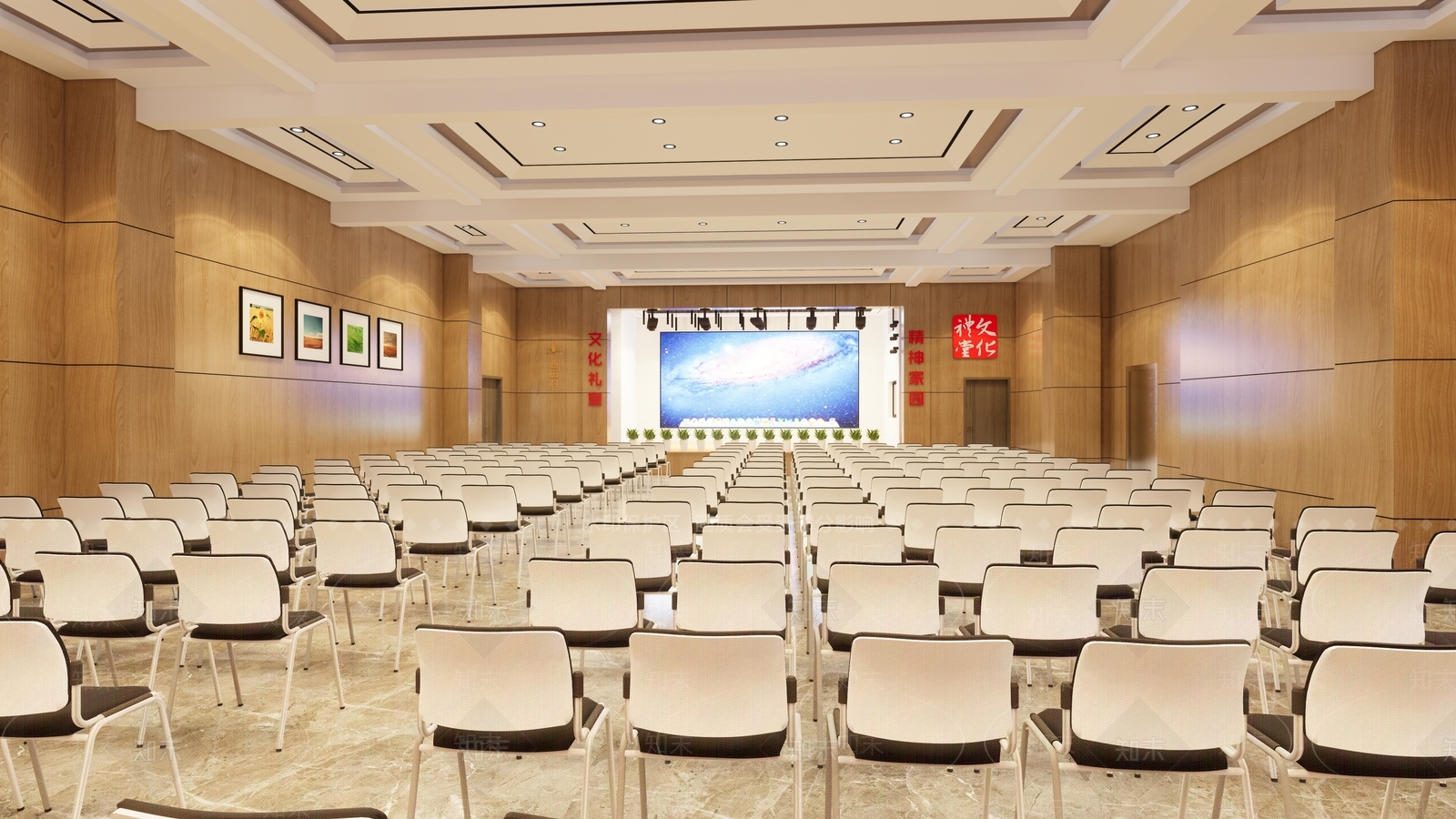 现代风格文化礼堂SU模型下载【ID:461374465】