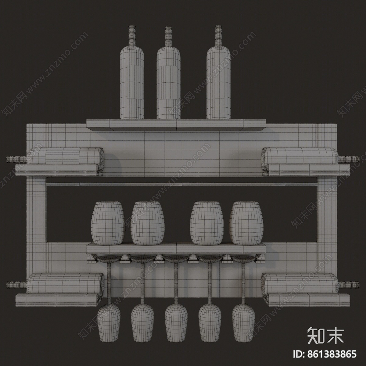 现代风酒架3D模型下载【ID:861383865】