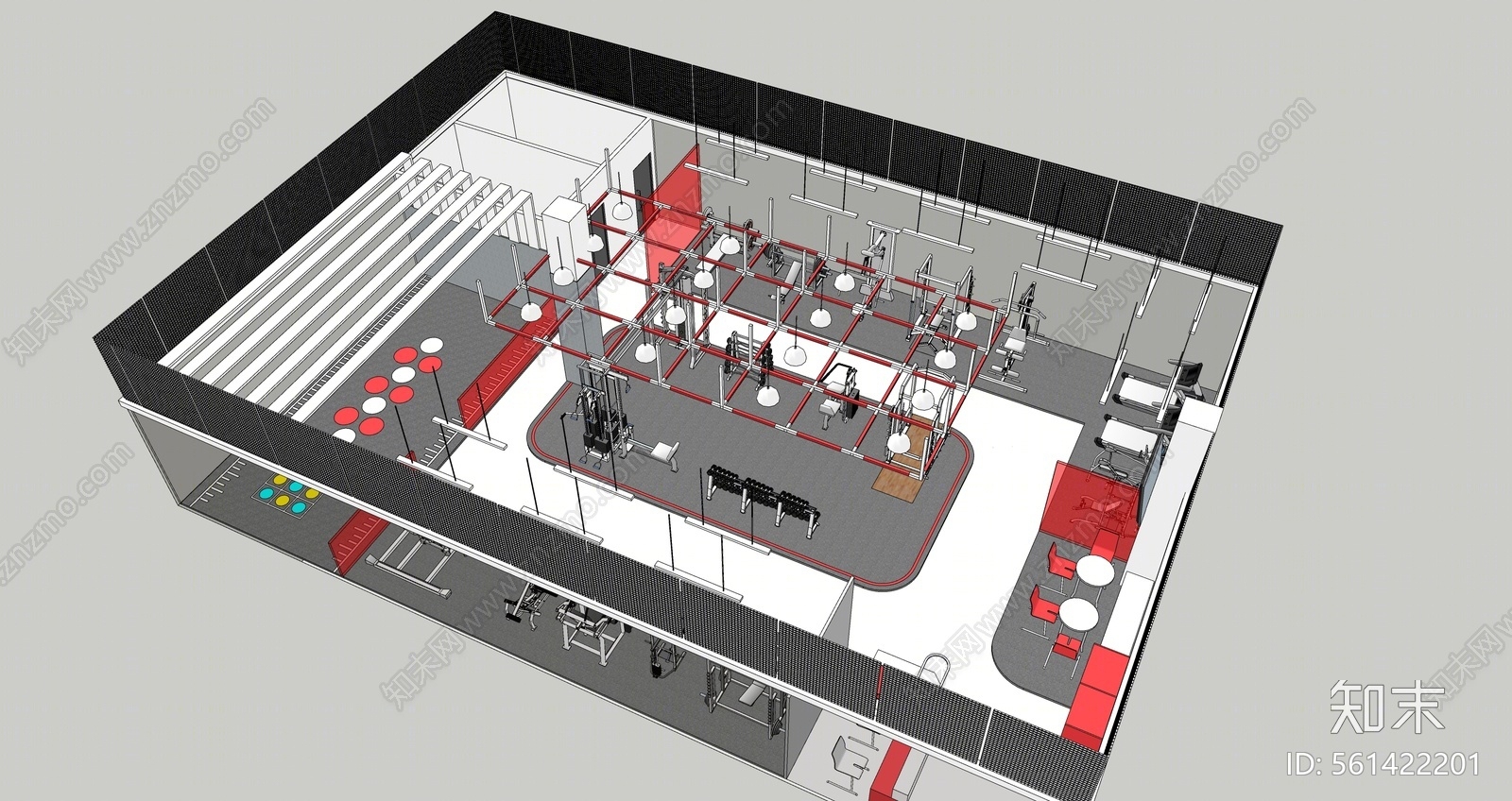 现代风格健身房SU模型下载【ID:561422201】