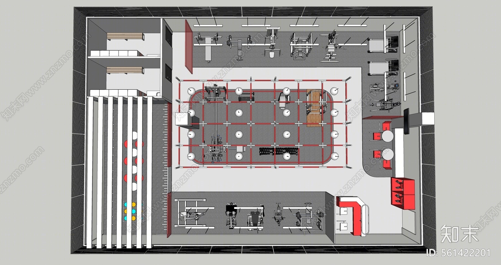 现代风格健身房SU模型下载【ID:561422201】