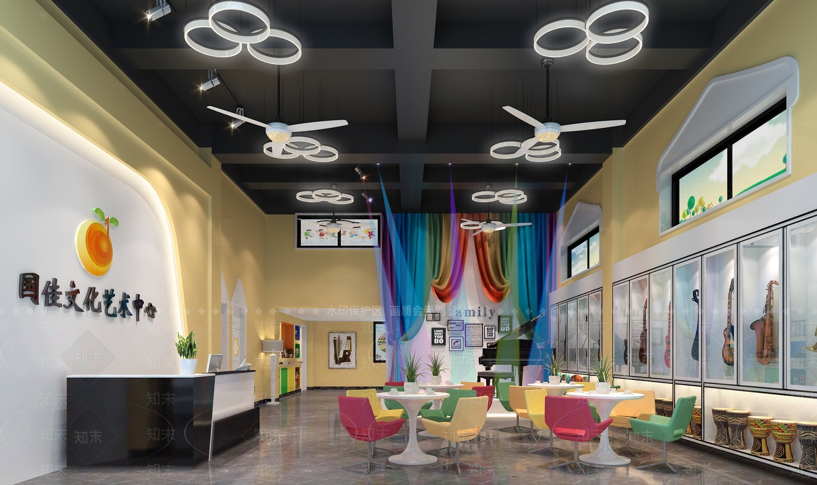 现代吉他专卖店3D模型下载【ID:861428071】