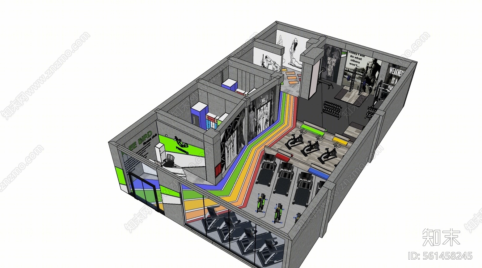 现代风格健身房SU模型下载【ID:561458245】