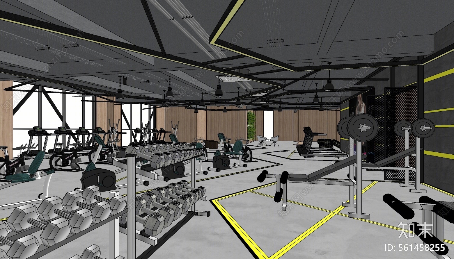 现代风格健身房SU模型下载【ID:561458255】